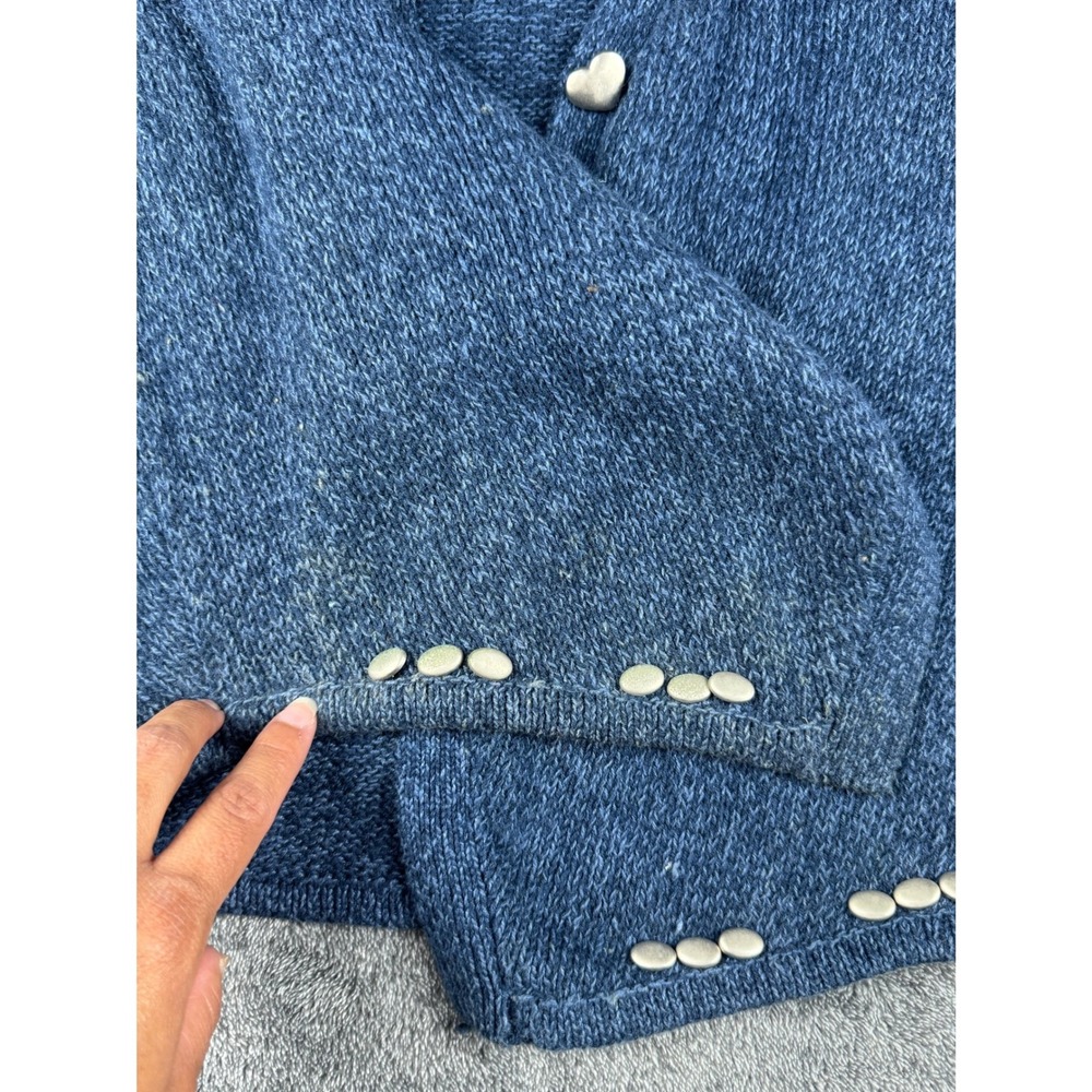 Honors‎ Vintage Blue Knit Studded Vest Womens Medium Ramie Cotton Heart Buttons - Picture 8 of 9